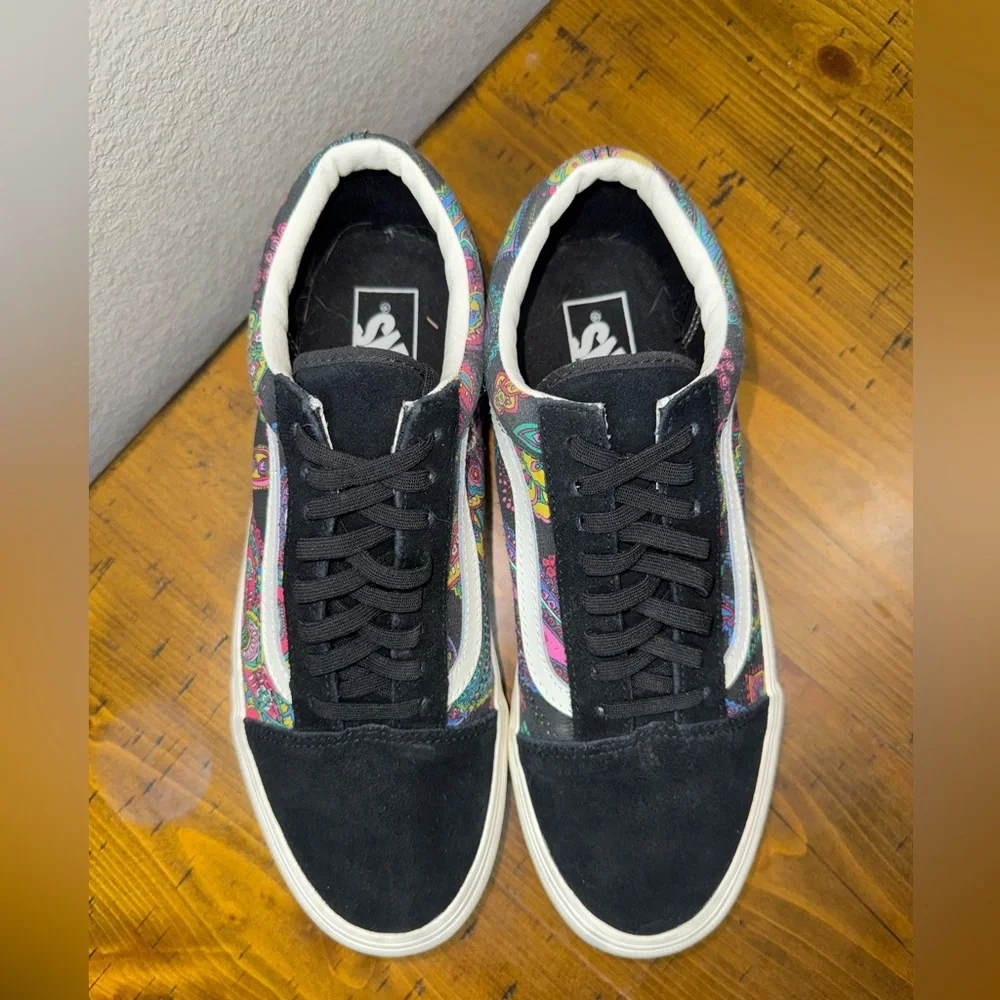 Vans Old‎ Skool Paisley Floral Skate Shoes Black Y2K Streetwear 90s-Size 10.5